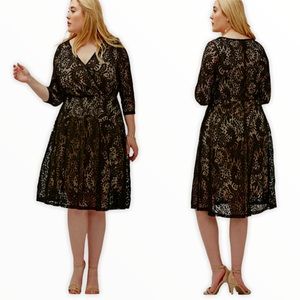 Gorgeous black nude Lace cocktail dress fit flare